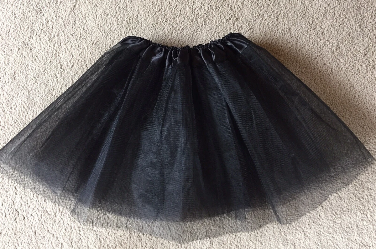 BRAND NEW JET BLACK 3 LAYER TULLE TUTU SKIRT DANCE COSTUME 12