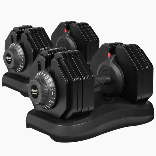 ATIVAFIT 2 x 40kg Dumbbells Adjustable Dumbbell Set Weights Home Gym Training - Picture 12 of 12