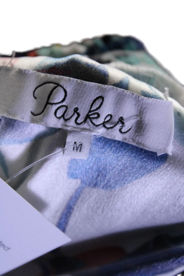 Mameluco Parker Mujer Seda Blanco Azul Floral Hombro Descubierto Manga Corta Talla M Foto 4 de 4