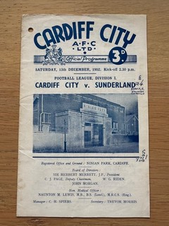 1952/53 Cardiff City v Sunderland Division 1