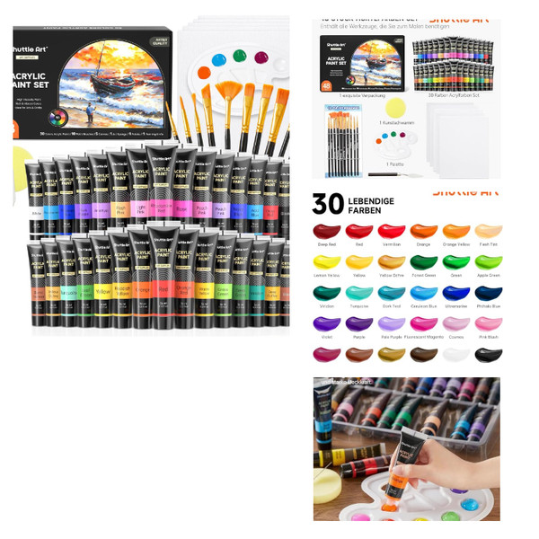 Shuttle Art Acrylfarben Set 30 Farben 36Ml 10 Pinsel-image