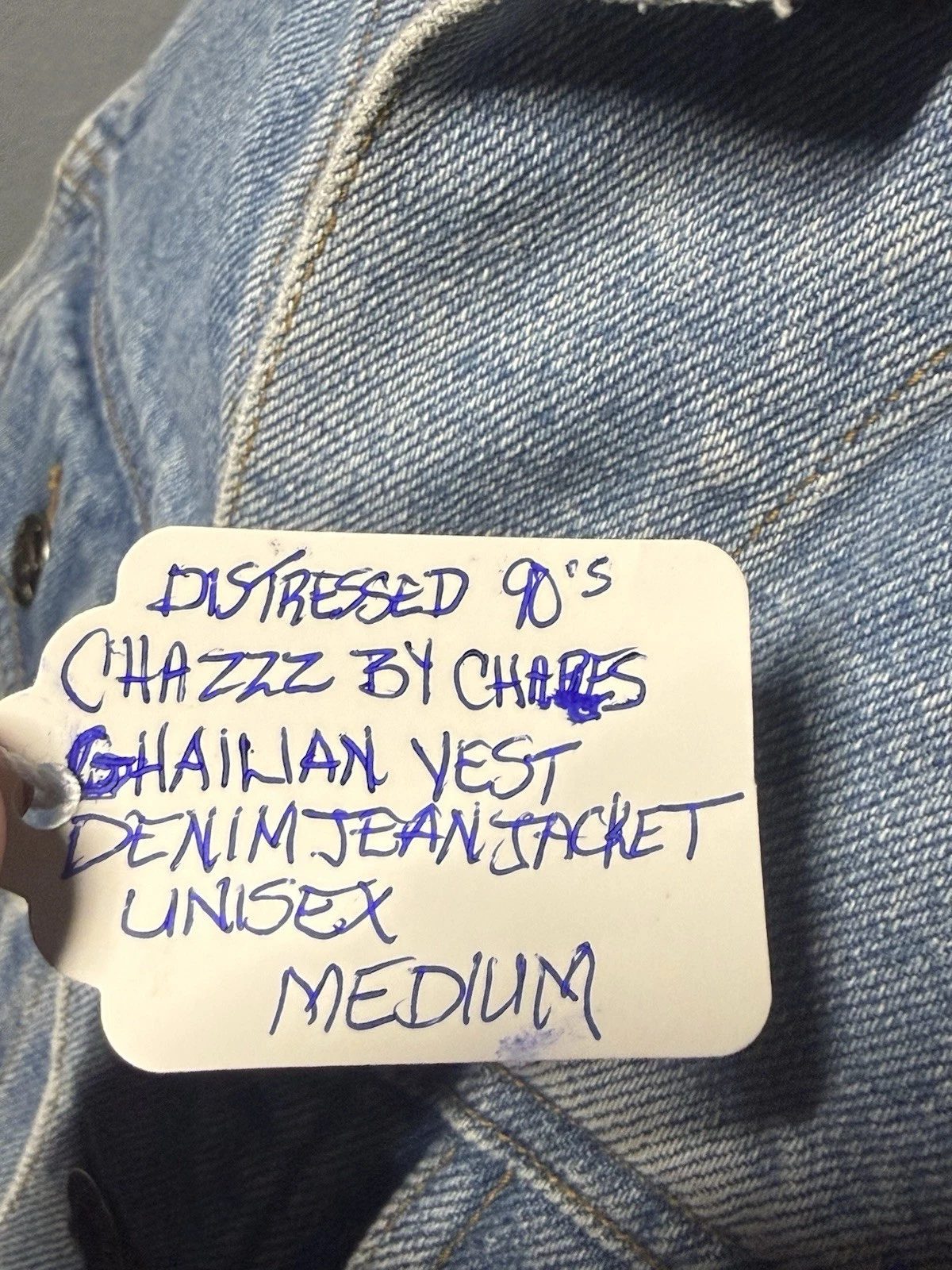Vintage 90s Chazzz by Charles Ghailian Custom NY Yankees Denim Vest - Size M image 4