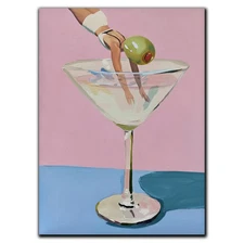 Vintage Cocktails Wall Art Poster Cheers Bar Cart Wall Decor Abstract Olive B...
