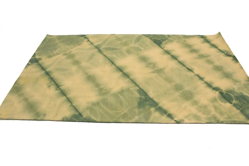 Alfombra moderna verde abstracta diseño tie-dye lana 5X8 acolchada a mano alfombra habitación niños Foto 4 de 4