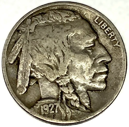 1927-P Buffalo Nickel 5C Fine (F) FULL DATE Philadelphia Actual Coin Shown -2116