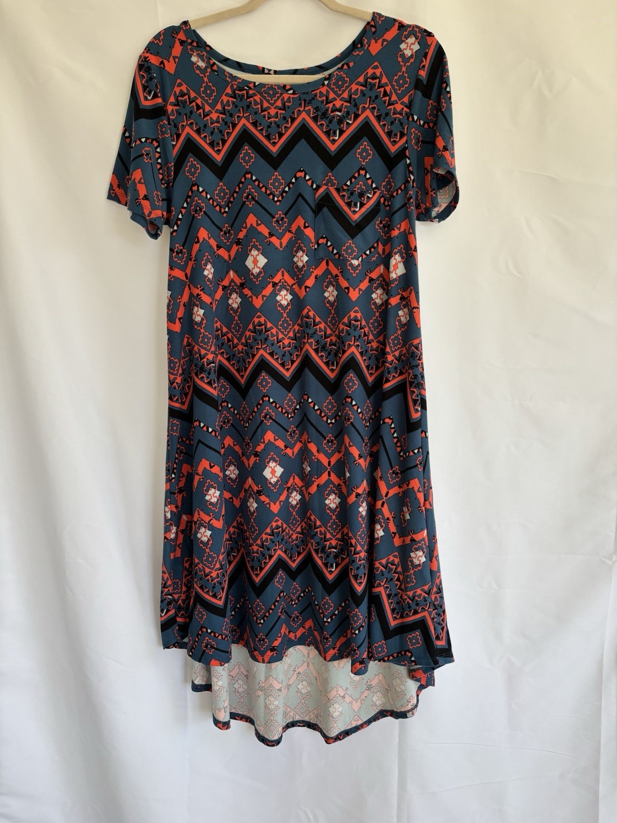 Lularoe Carly Multicolor Geometric Pattern Short Sleeve Dress Size Small