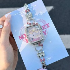 Apple Watch Hello Kitty Zircon Strap - Shiny Metal Band Accessory