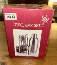 7 PC PIECE BAR SET BAR TOOLS w/HOLDER NEW OPEN BOX