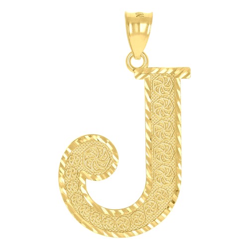 10Kt Yellow Gold Unisex Initial Alphabet J Charm Pendant - 第 1/5 張圖片