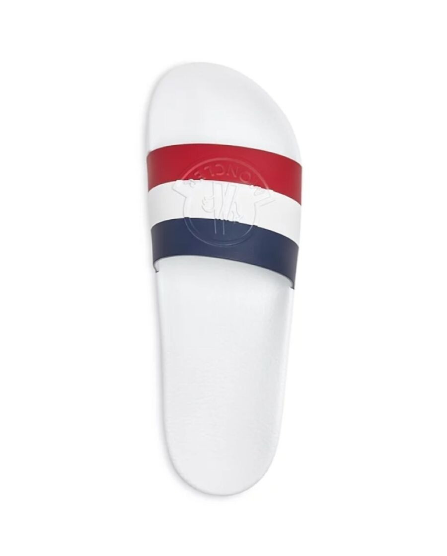 Men's Moncler White Basile Logo Slides Sandals - Size 41 EU image 3