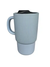 Crofton Stoneware Mug Light Blue 20 oz Coffee Tea Cup With Silicone Base Handle