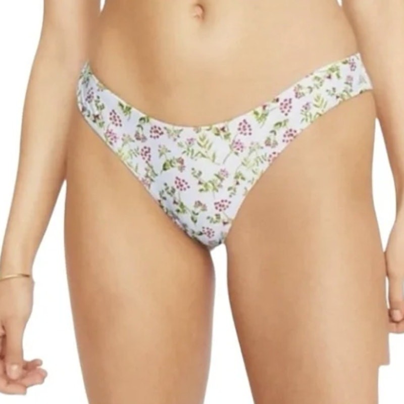 J. Crew Curved Waist Cheeky Bikini Swim Bottom Size Small Cloud Meadow Floral