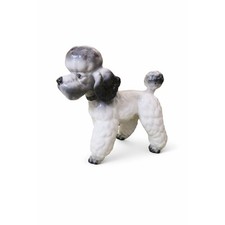 Large Vintage Italian Ceramic Poodle Figurine White Grey 1950s 60s Dog Ornament