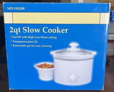 2 Quart Slow Cooker - #MD-YHJ20B - Walmart - White - Glass Lid