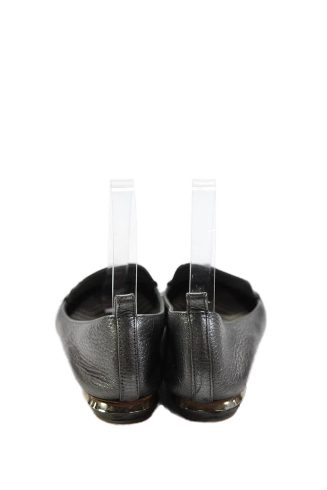 Sapatilhas de balé femininas Nicholas Kirkwood de couro biqueira pontiaguda prata tamanho 36,5 6,5 - Imagem 3 de 4