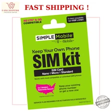 Simple Mobile Prepaid SIM Card Kit for Unlocked GSM Phones Nationwide Coverage