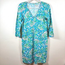 Lilly Pulitzer Tessa 3/4 Sleeve V-Neck Dress in Cumulus Blue Chick Magnet S NWOT