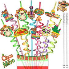 Cinco-De-Mayo-Fiesta-Party-Decorations-24PCS-Silly-Crazy-Straws-for-Mexican-Fies