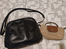 Vintage Gigi Black Leather Small Crossbody Bag + Le Pliage Style Mini Bag