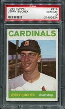 1964 Topps #314 Jerry Buchek Cardinals PSA 10 GEM-MT 21402624 
