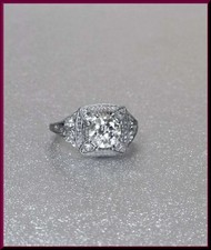 2.00Ct Round Cut Moissanite Art Deco Women's Wedding Ring 14k White Gold Plated