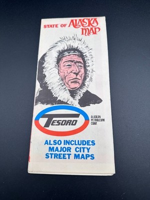Tesoro Alaska Road Map Vintage Petroleum Gas Station Map 1970s