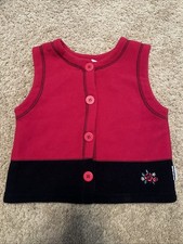 VTG Healthtex Girls Black Red Fleece Vest, Size 5