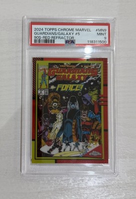 2024 Topps Chrome Marvel 90s #MN9 GUARDIANS OF THE GALAXY #5 3/5 REDPSA 9