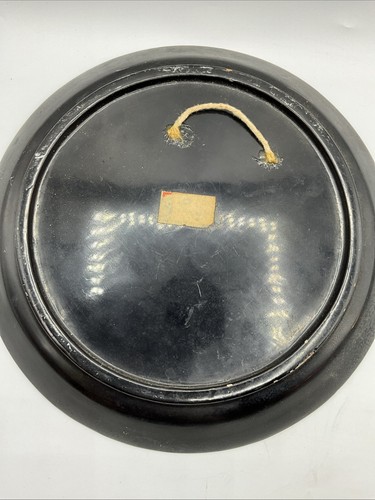Chinese Wall Art Round Black Lacquer Mother of Pearl Geisha Plaque Vintage (SN) - Picture 24 of 24