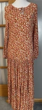 Sonoma Tiered Floral Maxi Dress Sz M Red White Long Sleeve Peasant Boho Cottage