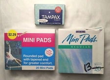 Vintage Tampax Tampons Target  Mini Pads 1960s-1980s Lot Of 3 Feminine Hygiene