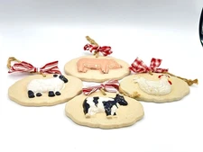 Mud Pie Farm Animals Christmas Ornaments Farmhouse Decor - Cow Pig Sheep Chicken