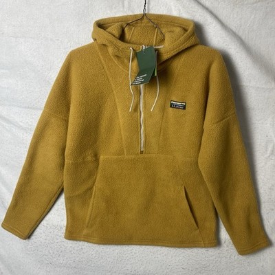 L. L. Bean Women's Yellow Katahdin Fleece Half-Zip Hoodie Pullover Size Small