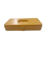 Vintage Wilson Wil-Hold Sewing Box Gold Yellow Bobbin Organizer Fast Shipping