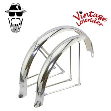 Vintage Lowrider 24" Lowrider Bike Flared Ducktail Balloon Fender Set Chrome