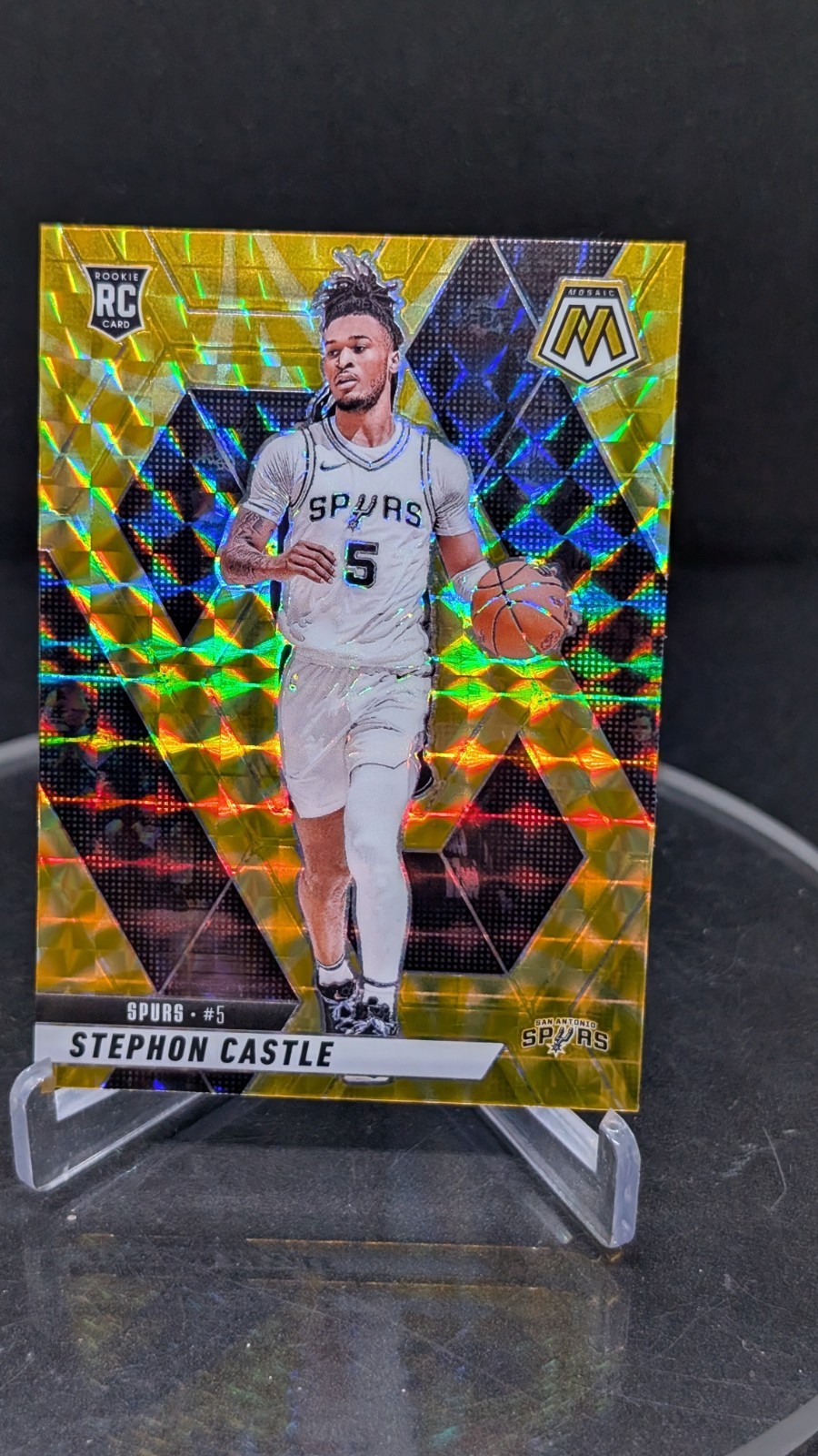 2024-25 Panini Mosaic - Rookies Stephon Castle #236 Reactive Yellow Mosaic Prizm