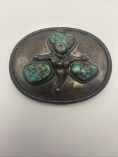 Antique Navajo Sterling Silver And Turquoise Belt Buckle
