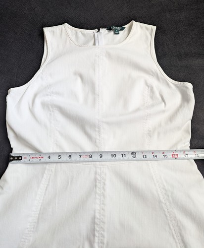 Ralph Lauren Green Label White Cotton Fit & Flare Dress Side Pockets Size 10 - Picture 5 of 13