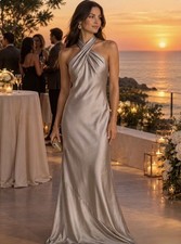 Show Me Your MuMu Jasmine Halter Maxi Wedding Bridesmaid Formal Prom Dress XXS