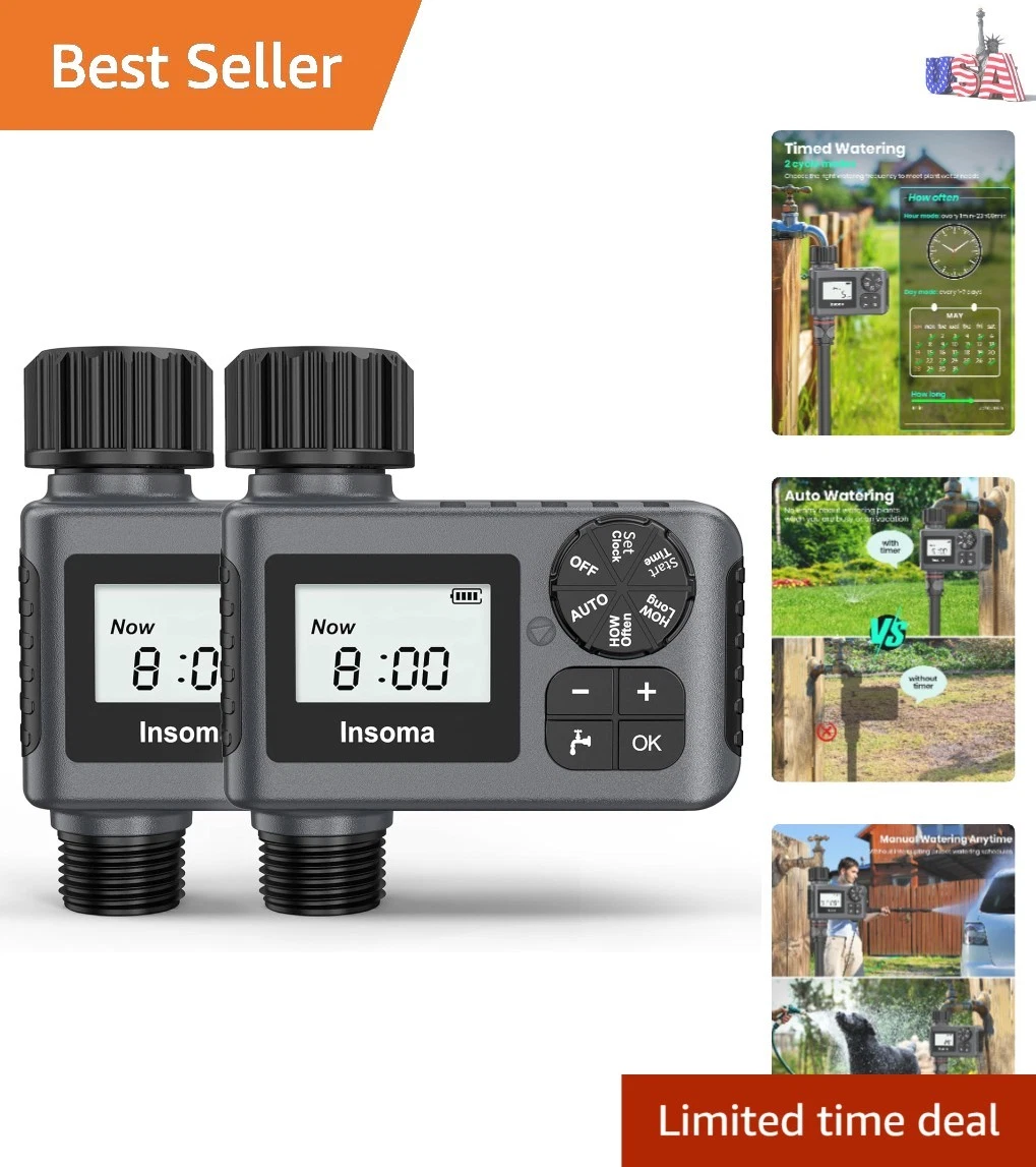 2 PCS Water Timer for Outdoor Garden Hose, Water Sprinkler Timer with Rain De...