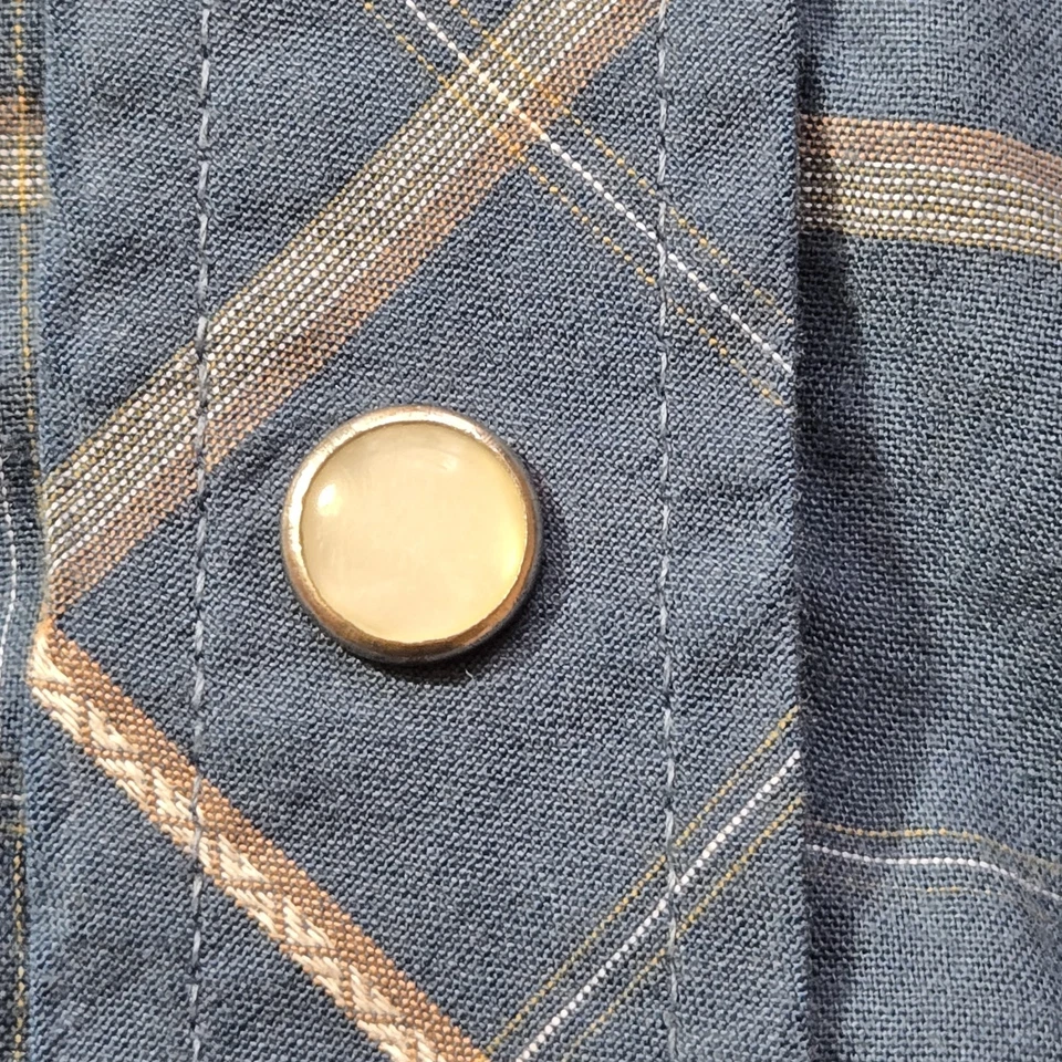 Falcon Bay Mens Blue Plaid Pearl Snap Western Shirt 3XLT Pockets Long Sleeve - Image 4 of 4