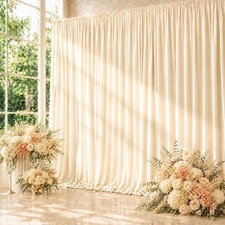 2 PCS 5x10ft Beige Backdrop Curtains WrinkleFree Polyester Drapes 10x10ft