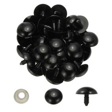 24mm Safety Eyes, 100 Set Plastic Craft Eyes with Washers, Black
