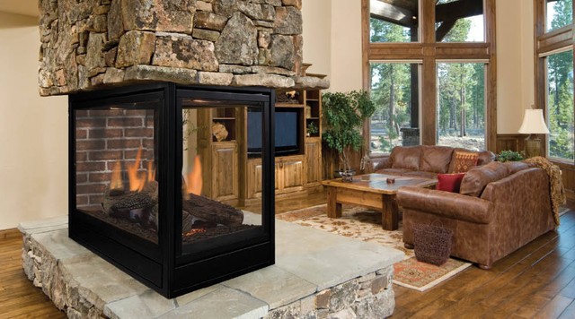 Majestic Three Sided Peninsula Pier Direct Vent Gas Fireplace For