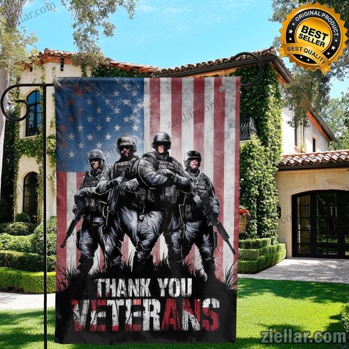 Double Sided Garden Flag for Veterans - Patriotic Outdoor Yard Decor Gift - Picture 2 of 5