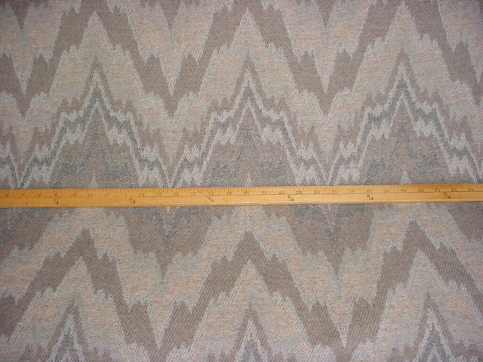 1-3/4Y Zoffany 330780 Malvern Duck Egg Ikat Chevron Drapery Upholstery Fabric - Image 3 of 3