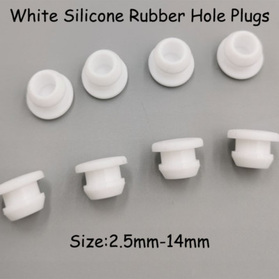 White Snap Hole Plugs 2.5mm-14mm Silicone Rubber Hollow End Cap Sealing Plugs