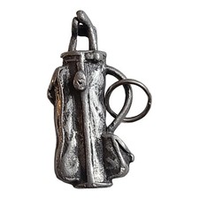 Golf Bag Clubs Charm Pendant 1.5" Silver Tone Vintage HTF