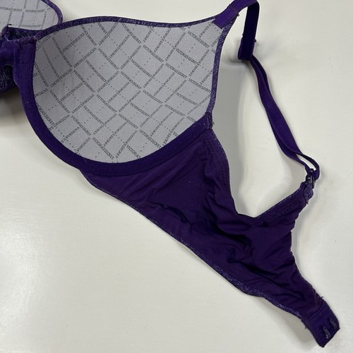 Victorias Secret 32C Padded Perfect Coverage Bra Solid Purple Underwire #3454 - Bild 6 von 10