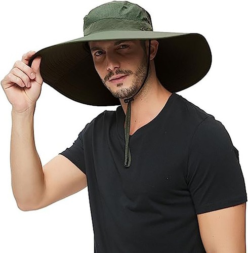 Men Women Summer Bucket Boonie Hat Neck Cover Flap Sun Wide Brim Outdoor Cap - Picture 100 of 142